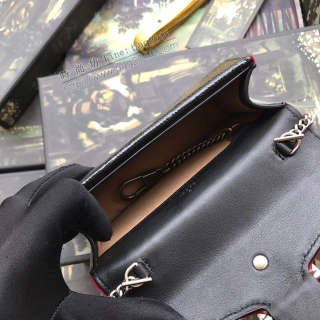 Gucci包 古馳女包 476432紅刺繡天鵝絨 Gucci真皮鏈條超迷你斜挎包  gudj1339
